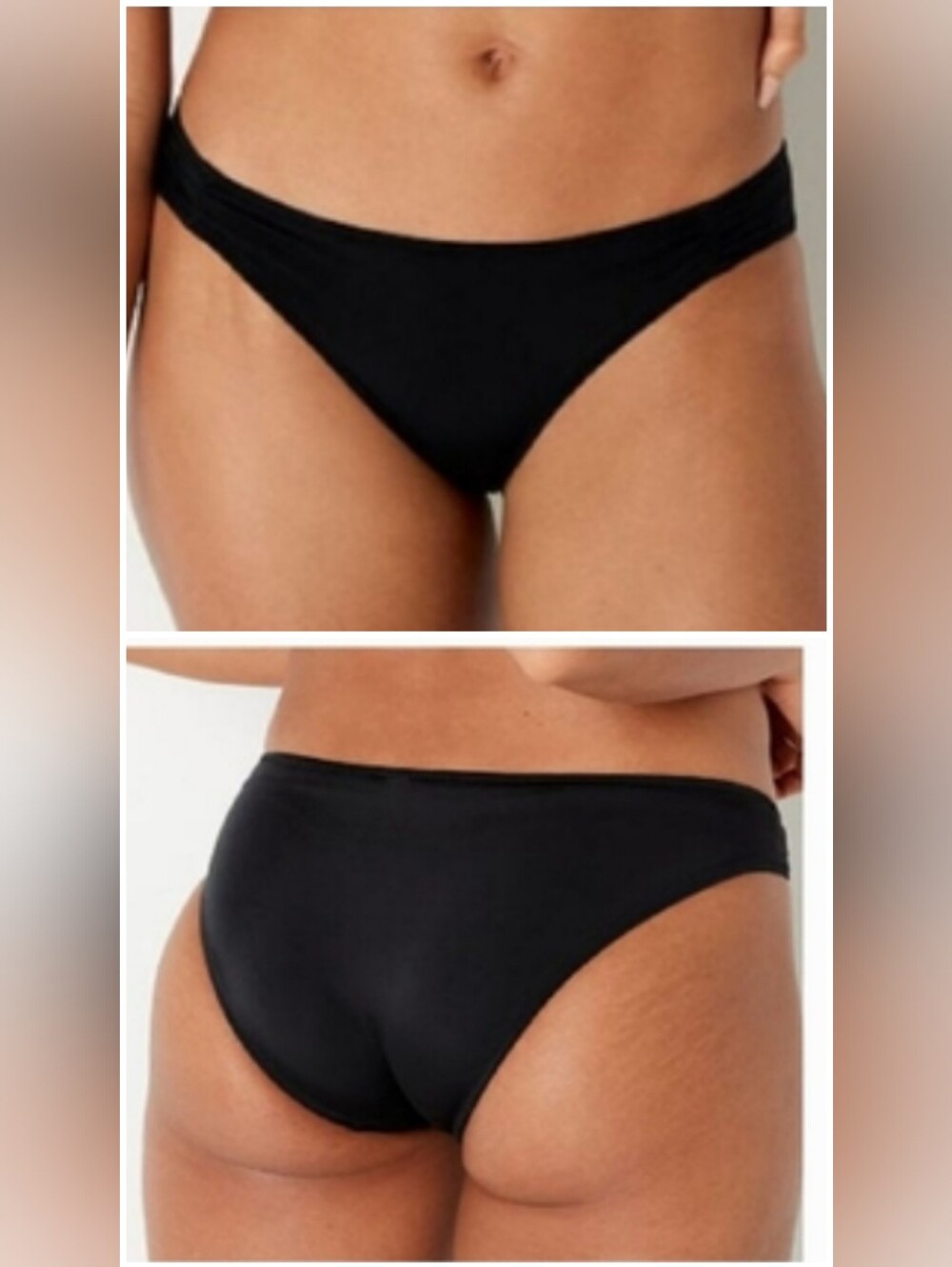 Victoria's secret pink ruched-front black moderate coverage bikini bottom XXL